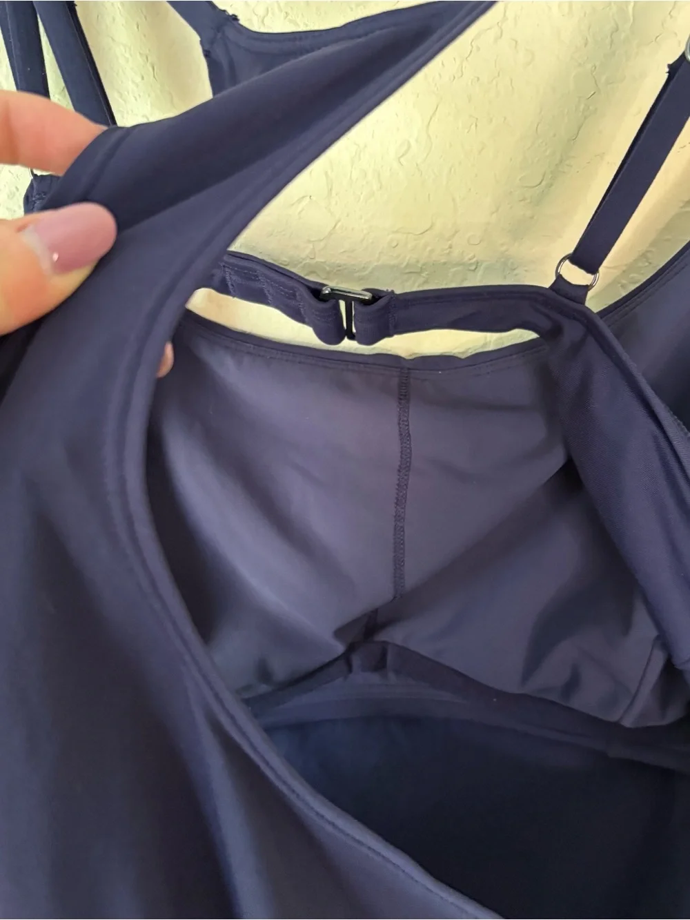 Athleta | Women's Seascape Bra Cup Blousy Modest Tankini Top Navy Size 36D/DD